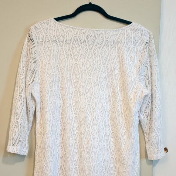 XL Dana Buchman White Crochet-like Lace Dress - Picture 4 of 5